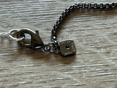 Dark Silver Tone JCM Brass CZ Compass Pendant Necklace