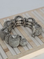 Antique Rajasthan Tribal Sterling Silver Granulated Bracelet 290g Handmade 6.75