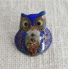 Blue Owl – Japanese cloisonné enamel Pin Badge Made-to-order NEW