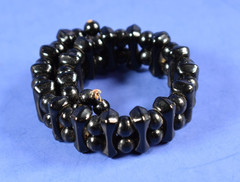 Lovely Vintage Memory Wire Black Glass Beaded Bracelet -Fits All