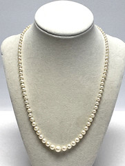 Vintage Graduated Akoya Cultured Pearl Necklace 18.5in 10K Filigree Clasp 14g