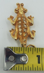 Crocodile Alligator Gator Gold Tone Rhinestones Brooch Pin
