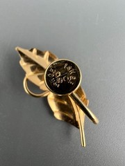 Vintage 14k GF Leaf Climber Earrings Screw Back Designer Signed Brushed Textured