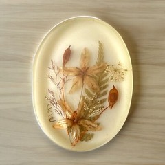 Lucite Floral Brooch 1960s Resin Pressed Flower Botanical Pin