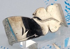 Studio Crafted Vintage 😻Cats in Love Silver Plated Cuff Bracelet 7.5″