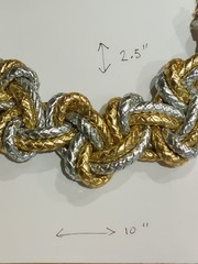 Huge Silver And Gold Tone Vintage Braided Leather Collar Necklace Signed Mika
