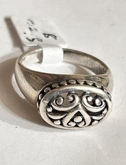 Sterling Silver 925 Statement Scroll Signet Ring Artistic Filigree Openwork, S 8