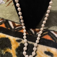 Vintage White Satin Beaded Necklace 1950-1970