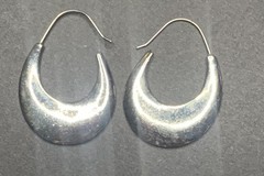Sterling Silver Crescent Hoop Earrings Minimalist Modern Half Moon Huggies