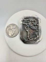 Antique Victorian Pine Trees Landscape Silver Unsigned Brooch Pin Asian Read
