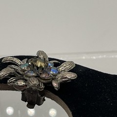 Vintage Selro Selini Aurora Borealis Rhinestone Clip-On Earrings Signed Floral