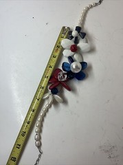 Vintage Stone, Pearl & Glass Floral Beaded Necklace Wire Hand Strung Chunky 19”