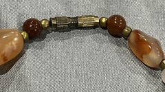 Vintage Semi Precious Stone Necklace Natural Polished Agate Jasper Barrel Clasp
