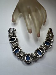 Vintage Great Genuine JULIANA Blue Large Rhinestone 5 Link Bracelet
