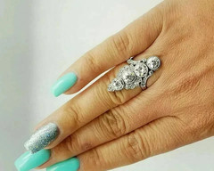 Vintage Art Deco Style Lab Created Diamond Engagement 14k White Gold Finish Ring