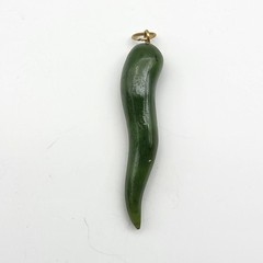 Vintage Jade Pendant Italian Horn Cornicello 14K ring