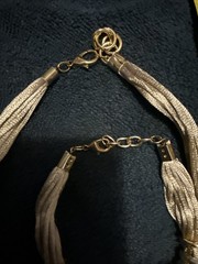Unmarked jewelry, Gold Silk Ribbon, Gold/silver Accents, Necklace & Bracelet Set