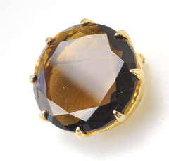 VTG LARGE BROOCH faux stone faceted PIN open back Heavy AH18