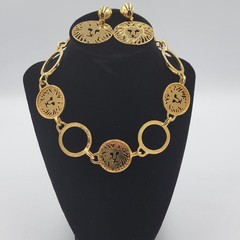 Anne Klein Signature Gold Tone 6 Lions Head Chain Link Choker Necklace 17″L