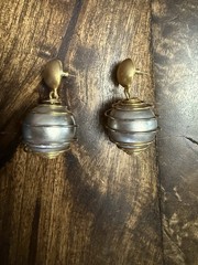Givenchy Paris New York Brushed Gold and Silver Caged Ball Pierced Earrings