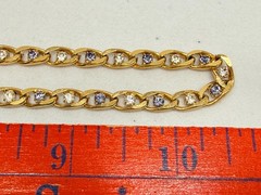Vintage Rhinestone Necklace Gold Tone Curb Link Chain 22 in Purple, Clear Gems