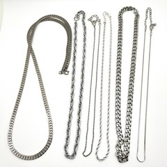 Vintage Lot of 6 Silver Tone Chain Necklaces Assorted