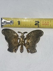 Vintage Gold Tone Butterfly Brooch, with Trember Abalone Wings Missing Zircons