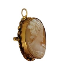 Vintage 1/23 12k Gold Filled Hand Carved Shell Cameo Brooch