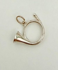 French Horn Pendant .925 Sterling Silver – French Horn Charm New Condition