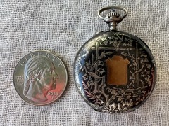 Antique Swiss .935 Silver Niello Pocket Watch Case Perret & Berthoud Locle