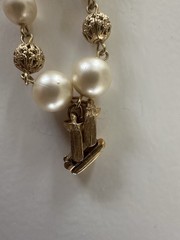 Vintage Trifari Necklace Lot 2 – Faux Jade Carved Bead Pearl & Bow Enamel Tassel