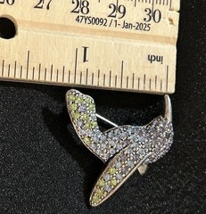 Vintage MONET Hummingbird Brooch Pin Rhinestone Crystal Blue Green Purple Signed