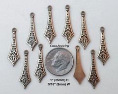 #0402 ANTIQUED GOLD PENDANT – EARRING DROP W/TOP HANG RING – 12 Pcs