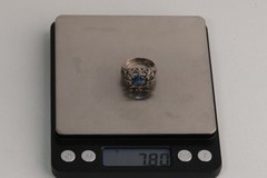 Marked ZATOS 925 Sterling Silver London Blue Topaz Antique Style Ring Size 9