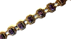 Antique amethyst and markasite bracelet ss links, byzantine design size 6 , 2.4g