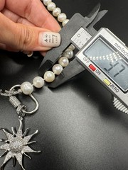 White natural pearl half chain necklace, cz removable pendant sun