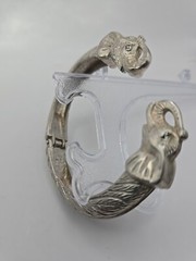 Silver Two Kissing ELEPHANT Heads Clamper Hinged Bracelet (SKU# 1923) BEAUTIFUL!