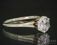 Antique 14k Yellow Gold European Natural 1.00ct Diamond Solitaire Ring p15389