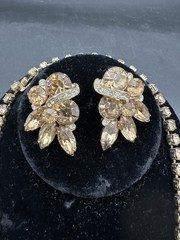 Vintage 1940s-1950s EISENBERG Gold-tone Choker Necklace 3 Piece Set Jewelry