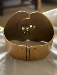 Vintage Huge Juliana? Clamper Cuff Prong Set Stones Bracelet 3” Wide Estate