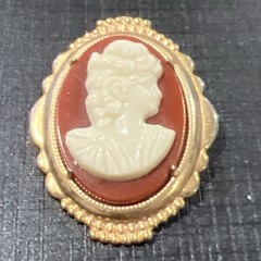 Vintage Cameo Brooch 1.5 In
