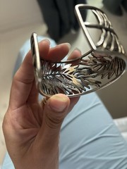 Vintage Carol Lee Leaf Cut Out Silver Tone Cuff Bracelet – Nature Inspired