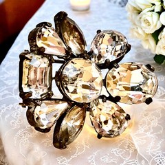 Eisenberg Original Vintage Fur Clip Rhinestone Brooch As Is