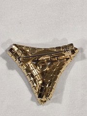 Vintage Pink And Green Rhinestone Triangle Brooch