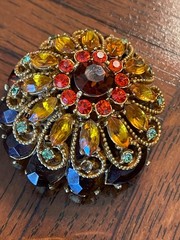 SIGNED CAPRI 50s 1950’s 1960’s 60s Vintage Rhinestone Pin Brooch & Earrings Set