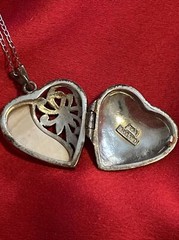 VINTAGE THAI Sterling Silver Mother of Pearl Markasite Heavy Locket 18” Chain