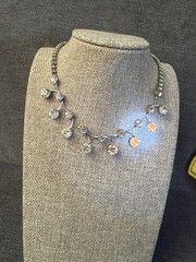Vintage Rhinestone Necklace Choker Signed Gale Silver Tone 1950s 1960s Glows!