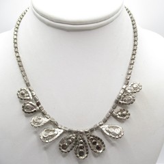 Red and Clear Fancy Rhinestone Necklace Wedding Prom Birthday Everyday Vintage