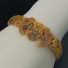 Persian Storyteller Bracelet Hand Painted Panels People Birds Unique Design Rare