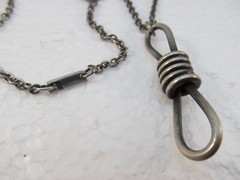 Unisex Vintage Pewter Knotted Rope Pendant Necklace